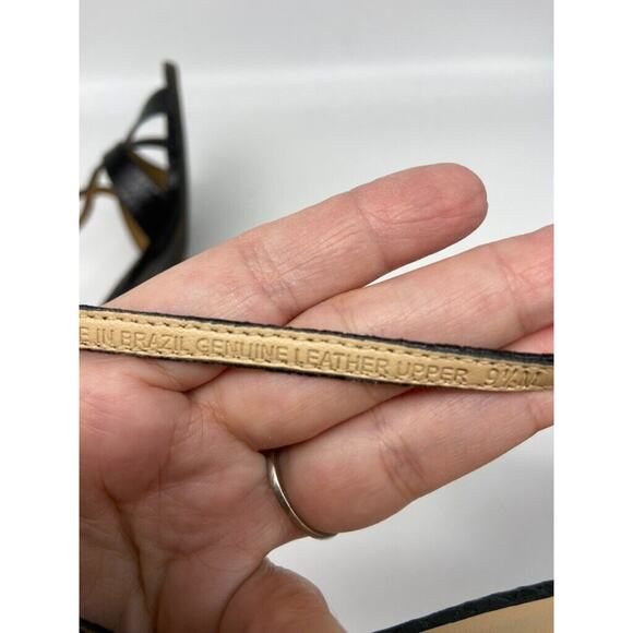 Talbots Shoes Women’s 9.5M‎ Black Sandals Kitten Heel Leather Strappy 3" Heels - Picture 12 of 14